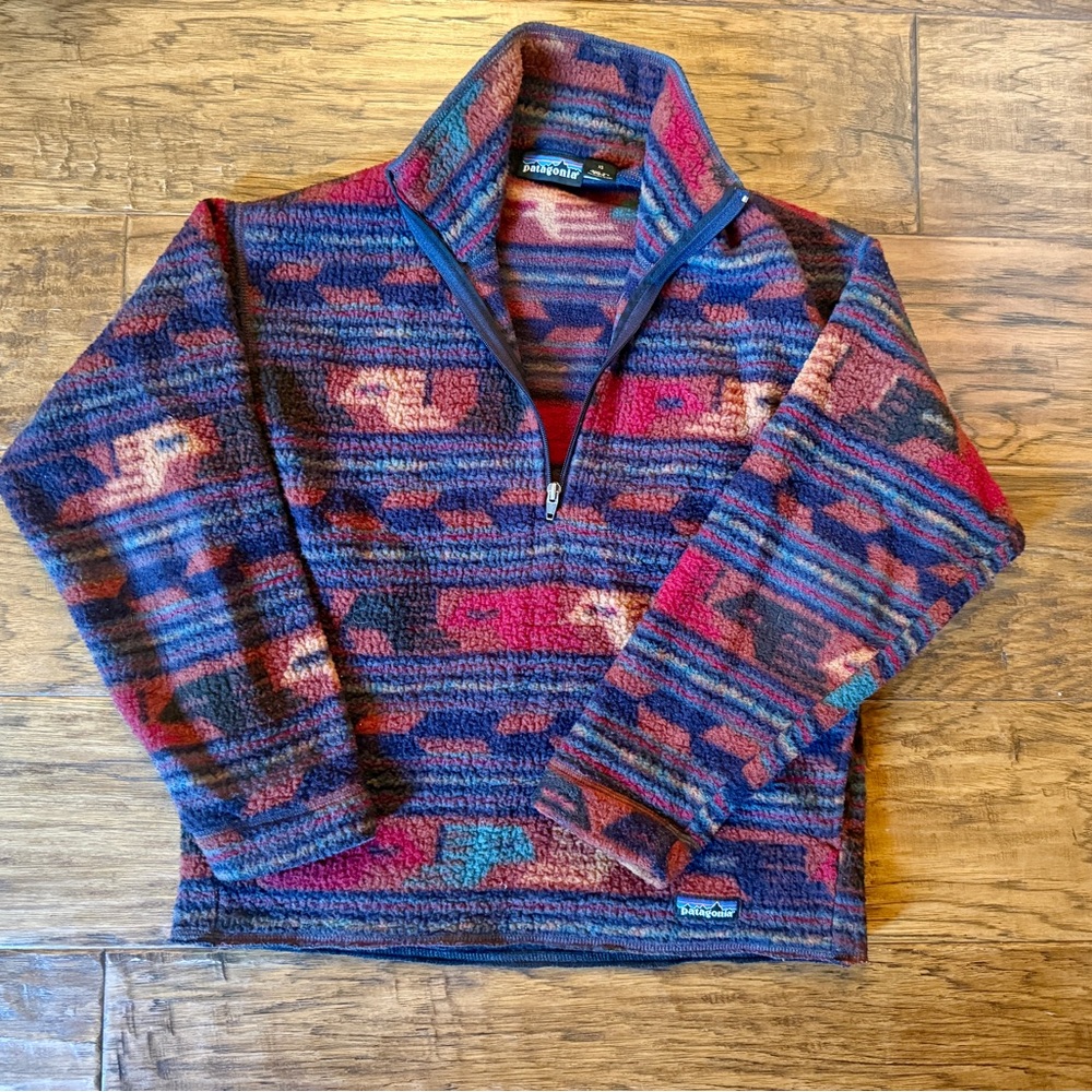 Vintage Patagonia Women’s Multicolor Zip-Neck Fleece Pullover
